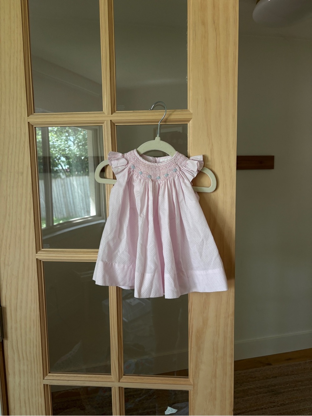 Vintage Petit Ami Pink Smocked Swiss Dot Dress